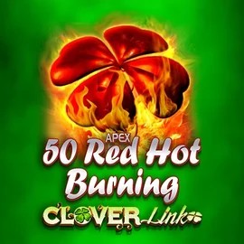 50 Red Hot Burning Clover Links slot logo by Novomatic at OnlySpins Casino