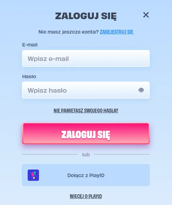 Okno logowania do kasyna OnlySpins z miejscem na e-mail, hasło i przyciskiem „Zaloguj się